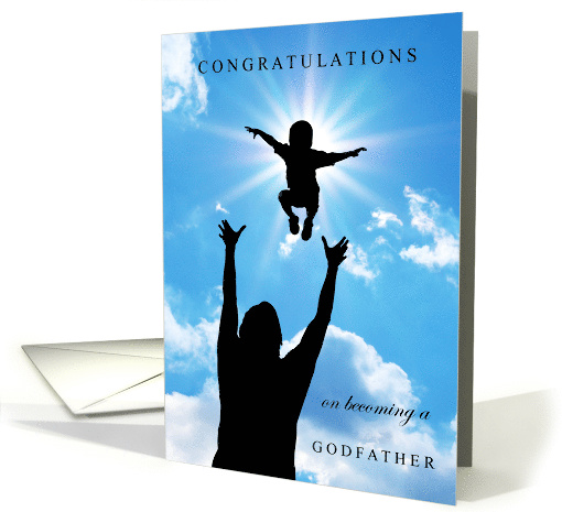 Godfather Congrats with Any Race Baby and Man Silhouette card