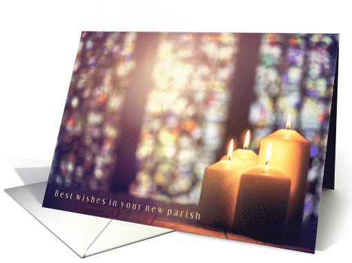 Best Wishes in Your New Parish with Candles and Stained... (1744434)