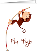 Happy Holidays Encouragement with Monkey Pole Vaulter card