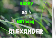 Happy Birthday Lawn Mower Landscaper with Green Grass and Droplets card