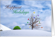 Happiest Holidays with Christmas Tree Presents and Space for a Tent card