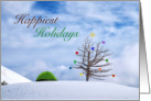 Happiest Holidays with Christmas Tree Presents and Space for a Tent card