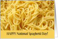 Happy National Spaghetti Day January 4 with Closeup Photo of Spaghetti card