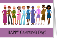 Happy Galentine’s Day Februrary 13 with a Group of Diverse Girls card