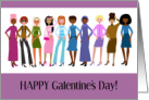 Happy Galentine’s Day Februrary 13 with a Group of Diverse Girls card