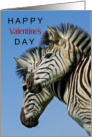 Happy Valentine’s Day with Two Snugglng Zebras with Blue Sky card
