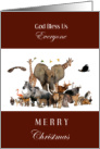 God Bless Us Everyone Merry Christmas with Lots of Wild Animals and Birds card