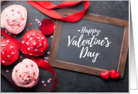 Happy Valentine’s Day with Yummy Cupcakes with Hearts on Top card