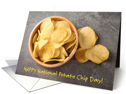 Happy Naional Potato Chip Day March 14 with Bowl of Chips card