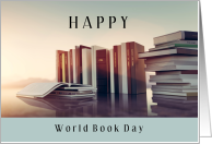Happy World Book Day April 23 with Books and Sunrise Sunset card