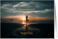 International Yoga Day June 21 with Yoga Pose at Sunset card