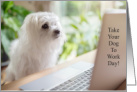 Take Your Dog To Work Day with Cute Puppy at Desk with Laptop card