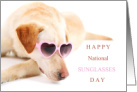 Happy National Sunglasses Day June 27 with Dog and Heart Shaped Specs card