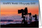 Happy World Photography Day August 19 with Cameras Tripods Sunset card