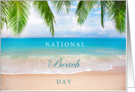 National Beach Day August 30 with Beautiful Beach Waves Palm Leaves card