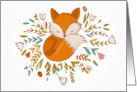 Cute Napping Red Fox and Flowers Pregnancy Congrats card