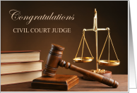 Congratulations Civil Court Judge with Gavel card