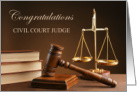 Congratulations Civil Court Judge with Gavel card