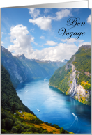 Bon Voyage with Waterfalls Mountains Fjord and Ships card