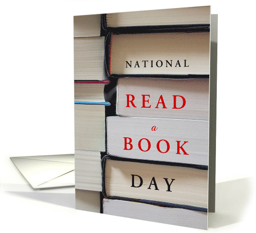 National Read A Book Day September 6 with Stack of Big Books card