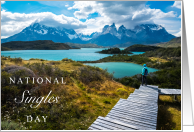 National Singles Day September 24 with Beautiful Mountains Lake card