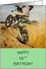 Happy Sixteenth Birthday Grandson with Dirt Biker Riding Up Hill card