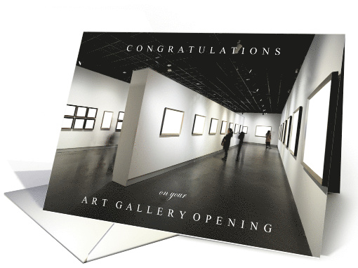 Art Gallery Opening Congratulations with Black and White Hall card