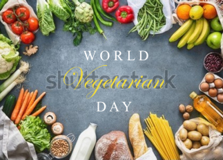 World Vegetarian Day October 1st with Grains Fruits Veggies