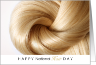 Happy National Hair Day with Blonde Hair Closeup Photo card