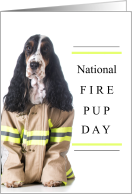 National Fire Pup Day October 1 with Dog in Uniform card