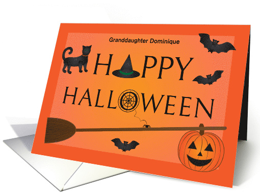 Happy Halloween Any Name Relation with Cat Hat Bats Broom... (1800204)