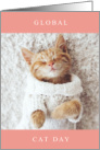 Global Cat Day with Adorable Sleeping Orange Kitty Cat card