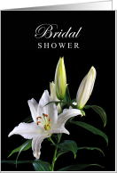 Spring Summer Bridal Shower with White Lilies and Black Background card