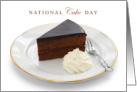 National Cake Day November 26 with Chocolate Cake Slice on Fancy Plate card
