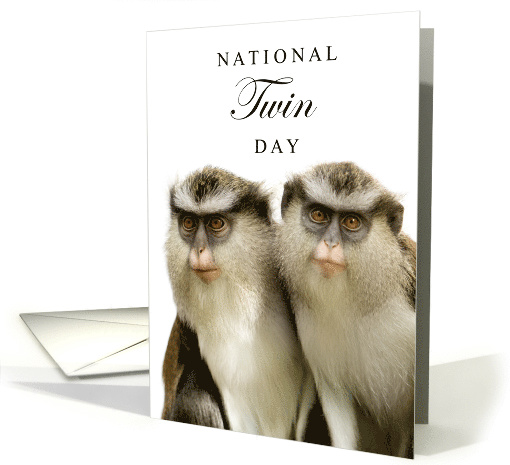 National Twin Day December 18th with Two Cute Monkeys card (1808374)