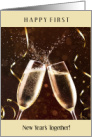 Happy First New Year’s Together with Two Champagne Glasses card
