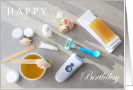 Happy Birthday Spa Hair Removal Tech with Roses card