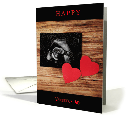Happy Valentine's Day Dad-To-Be with Ultrasound and Red Hearts card