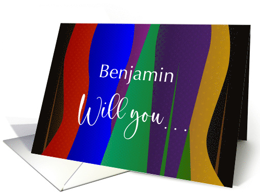 Promposal to Any Name with People in Gowns and Suits card (1821336)