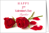 Happy 2nd Valentine’s Day Together with Two Pretty Red Roses with Stems card