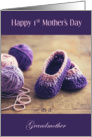 Happy First Mother’s Day as a Grandmother with Pink Purple Baby Booties card