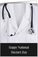 Happy National Doctor’s Day with White Coat and Stethoscope card
