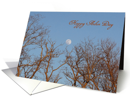 Happy Arbor Day with Trees Moon Blue Sky card (1824760)