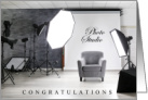 Photo Studio Congrats with Chair Backdrop and Lighting Set Up card