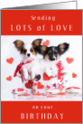 Lots of Love on Your Birthday Twin Great Granddaughters with Puppies card