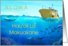 Hawaiian Happy Father’s Day with Fishing Boat Water Fish card