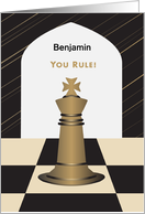Happy Birthday Golden Chess Set King on Board You Rule card