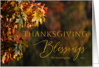 Thanksgiving Blessings with Autumn Foliage and Any Name Any Year card