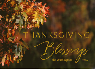 Thanksgiving Blessings with Autumn Foliage and Any Name Any Year
