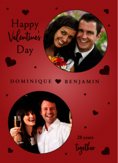 Happy Valentine's Day Any Name Years Then and Now Red Hearts